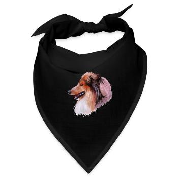 Scotch Collie Hund Aquarell Skizze Illustration - Bandana - Schwarz - Vorne