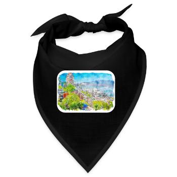 Quebec Kanada Aquarell Skizze gezeichnete Illustration - Bandana - Schwarz - Vorne