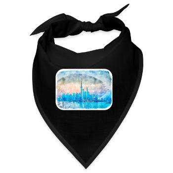 Shanghai China Aquarell Skizze Illustration - Bandana - Schwarz - Vorne