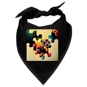 Puzzle Motiv mit Molekülen - Bandana - Schwarz - Vorne