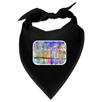 Dubai Uae Aquarell Skizze Handgezeichnetes Gemälde - Bandana - Schwarz - Vorne