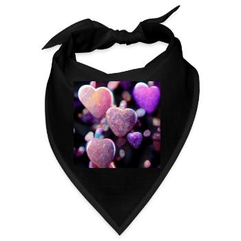 Lila Herzen fallen runter - Bandana - Schwarz - Vorne
