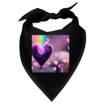 Lila Regenbogen Herz - Bandana - Schwarz - Vorne