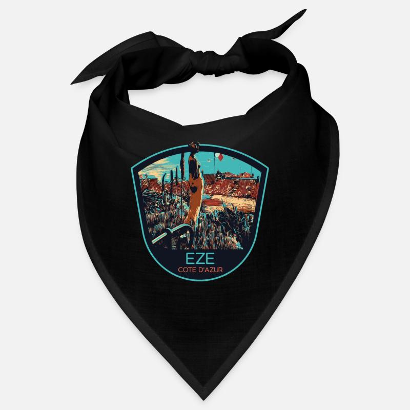 Originalillustration Dorf Èze, Côte d'Azur Bandana