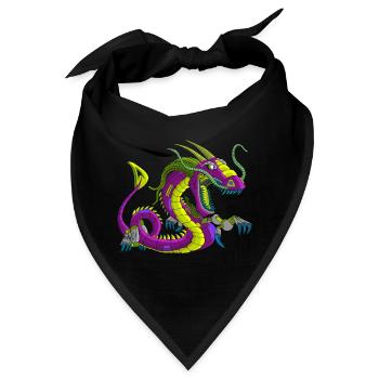 Metalldrache Mechdragon Drache aus Metall - Bandana - Schwarz - Vorne