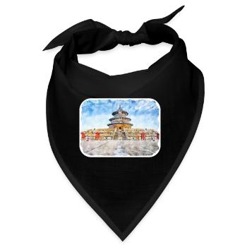 Peking China Aquarell Skizze Illustration - Bandana - Schwarz - Vorne