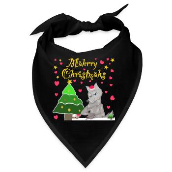 Kultiger Wolf, Weihnachten unterm Tannenbaum - Bandana - Schwarz - Vorne