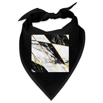 Marmor Schwarz Weiß Gold Mosaik Geometrisch - Bandana - Schwarz - Vorne