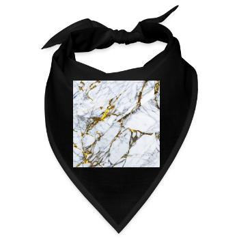 Marmor Weiß Gold Textur - Bandana - Schwarz - Vorne