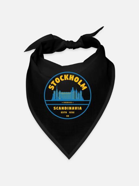Stockholm Skyline Abzeichen Blau Gelb - Bandana - Schwarz