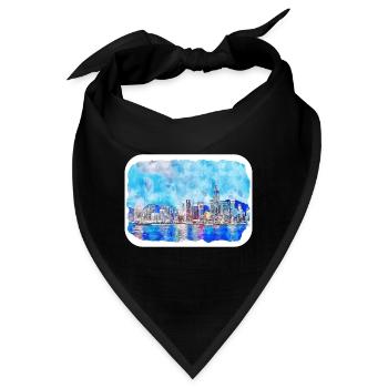 China Aquarell Skizze Handgezeichnete Illustration - Bandana - Schwarz - Vorne