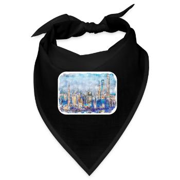 China Aquarell Skizze Handgezeichnete Illustration - Bandana - Schwarz - Vorne