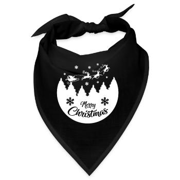 Frohe Weihnachten - Der Weihnachtsmann und seine Rentiere - Bandana - Schwarz - Vorne