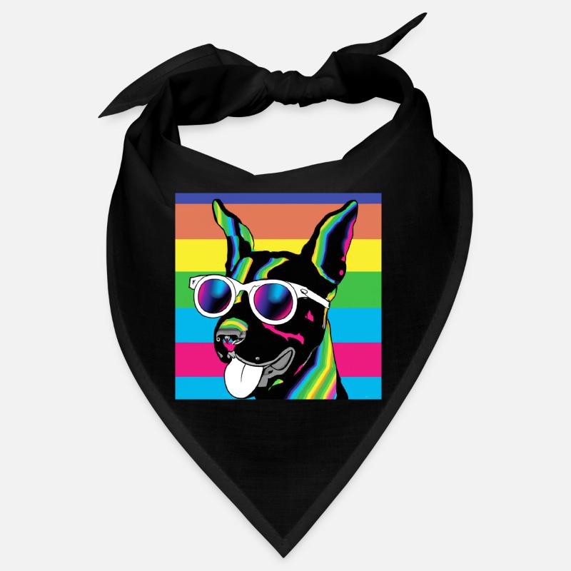 Psychedelic Pup Rainbow Glasses Bandana