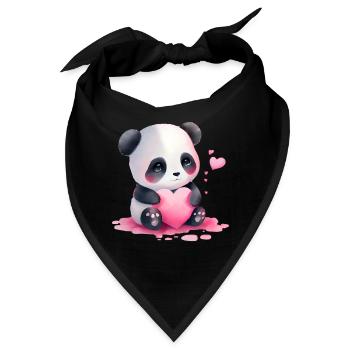 Panda Valentinstag Geschenk - Bandana - Schwarz - Vorne