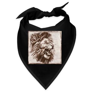 Löwenkopf Profil – majestätische Löwenzeichnung - Bandana - Schwarz - Vorne
