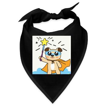 Süßer Super Hund mit Zauberstab für groß und klein - Bandana - Schwarz - Vorne