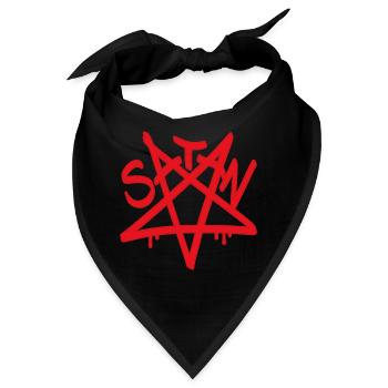 Stern des Satans umgekehrtes rotes Pentagramm - Bandana - Schwarz - Vorne