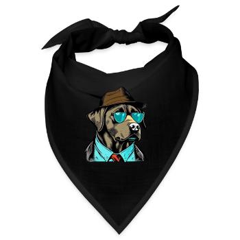 Labrador Pop art Detektiv Hund im Anzug - Bandana - Schwarz - Vorne