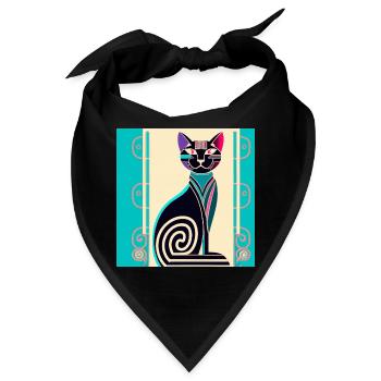 Neon-Spiralkatze Art Déco - Bandana - Schwarz - Vorne
