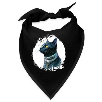 Schwarze Katze Inkl Splash - Bandana - Schwarz - Vorne