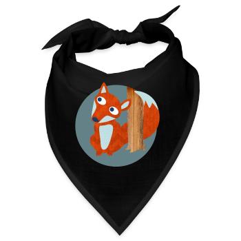 Fuchs Struktur Wald Kinderzimmer Muster Comic  - Bandana - Schwarz - Vorne