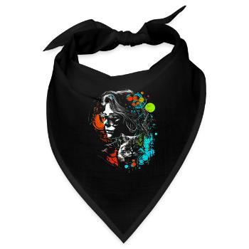 Catlady Katzenfrau im coolen Retro Style - Bandana - Schwarz - Vorne
