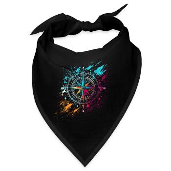 Bunter Airbrush Graffiti Kompass - Bandana - Schwarz - Vorne