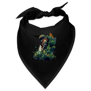 Astronaut mit Pflanzen überwuchert - Surreal - Bandana - Schwarz - Vorne