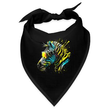 Buntes Zebra mit Sonnenbrille Graffiti Airbrush - Bandana - Schwarz - Vorne
