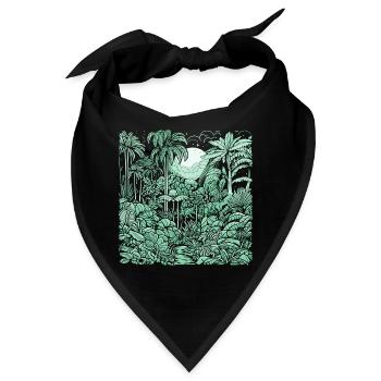 Jungle Motiv Hellgrün - Bandana - Schwarz - Vorne
