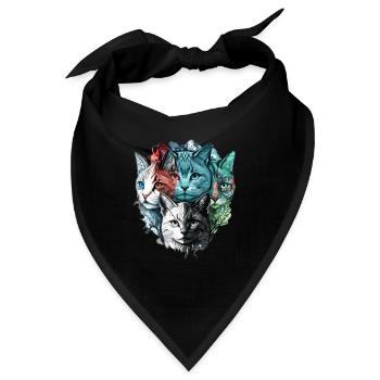 Bunte Katzengesichter - Bandana - Schwarz - Vorne