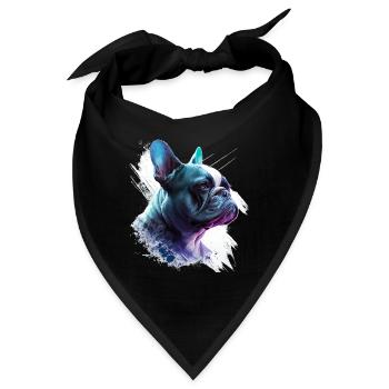 Frenchie Französische Bulldogge Abstrakte Malerei Farbe - Bandana - Schwarz - Vorne