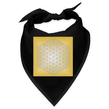 Blume des Lebens silber - 5. Dimension - Bandana - Schwarz - Vorne