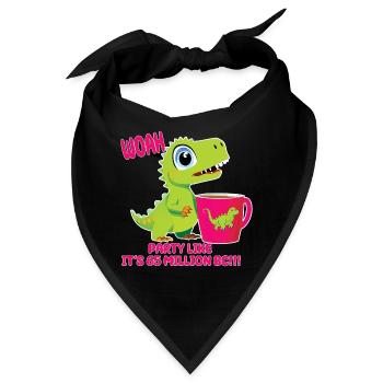 Lustiger Dinosaurier, Party, Partyzeit - Bandana - Schwarz - Vorne