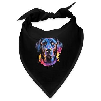 Ein farbenfroher Labrador - Bandana - Schwarz - Vorne