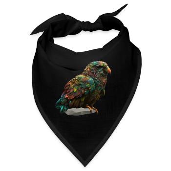 Bunter Papageienvogel auf Stein - Bandana - Schwarz - Vorne