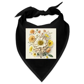 Blumen - Bandana - Schwarz - Vorne