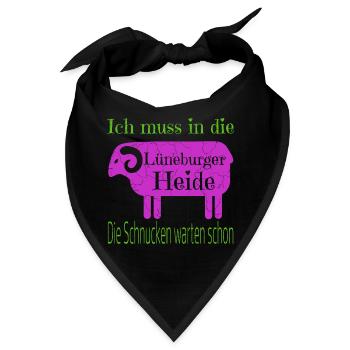 Lüneburger Heide Motiv mit Heidschnucke - Bandana - Schwarz - Vorne