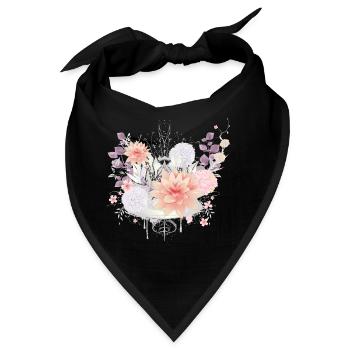 Komposition aus Seerosen und Hortensien Blüten - Bandana - Schwarz - Vorne
