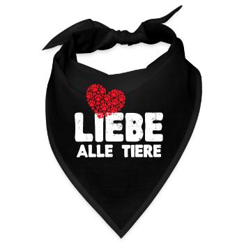 Ich Liebe Tiere Herz Statement Haustiere - Bandana - Schwarz - Vorne