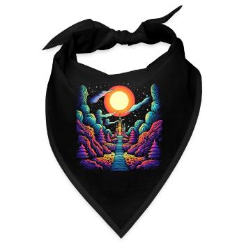 Treppe zum Himmel - Psychedelisches Schloss Art - Bandana - Schwarz - Vorne