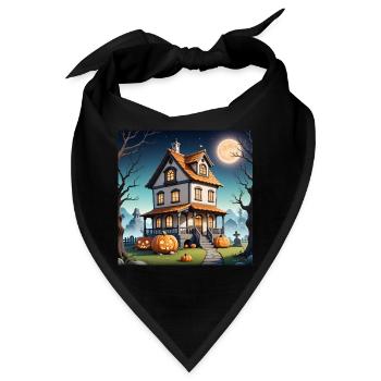Halloween Spukhaus bei Vollmond Grabsteine Kürbis - Bandana - Schwarz - Vorne