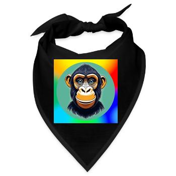 Schimpansen-Karikatur - Bandana - Schwarz - Vorne