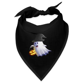 Geist mit Hexenhut und Kürbislaterne - Bandana - Schwarz - Vorne