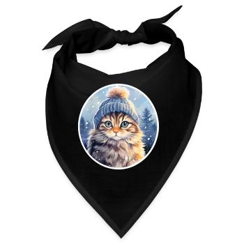 Katze im Winter - Bandana - Schwarz - Vorne