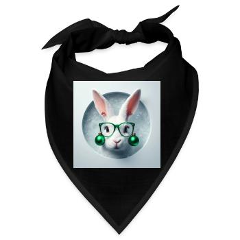 Osterhase mit grüner Weihnachtsdeko - Bandana - Schwarz - Vorne