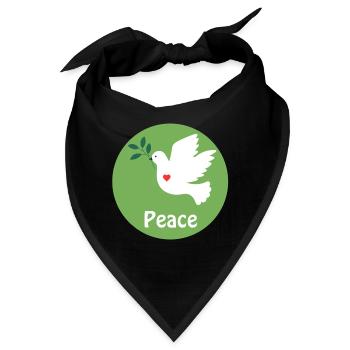 Taube des Friedens und des Herzens - Bandana - Schwarz - Vorne
