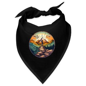 Outdoor Romantik - Sonne mit Bergpanorama - Bandana - Schwarz - Vorne