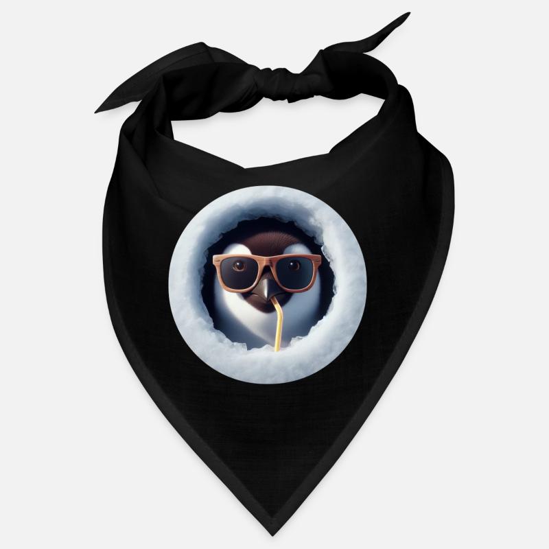 Pingouin avec des lunettes de soleil et de la paille à travers la glace Bandana